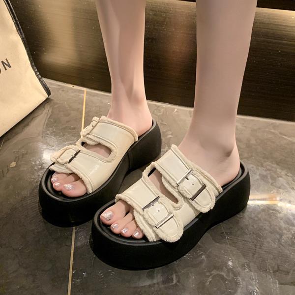 

Модная женская обувь серебристые женские тапочки шлепанцы на платформе натуральная кожа 2025 обувь домашние тапочки шлепанцы на платформе слиперы женские сил 35