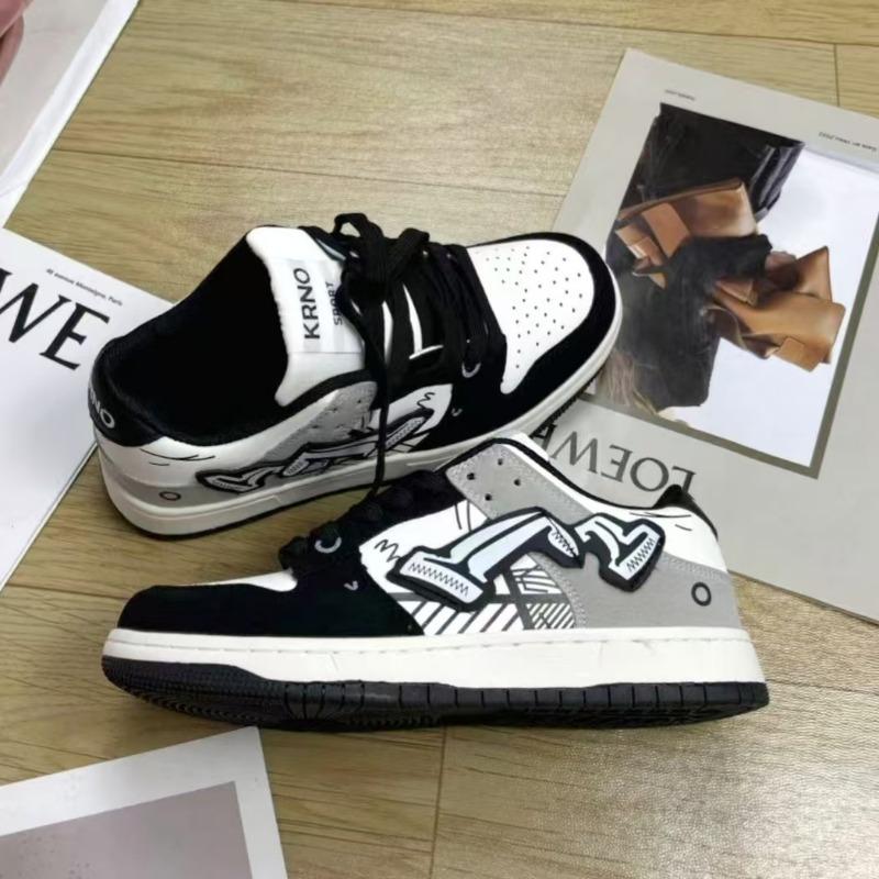 Personality Design Mixed Color Lace Up Casual Shoes Niche Couple Versatile Platform Vulcanized Board Shoes Zapatos Casuales 2025
