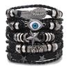1 Mode-Armband Wikinger-Armband Für Männer Handgelenk-Armbänder Geflochtenes Totenkopf-Hand-Schmuckstück Verstellbares Leder-Set-Armband Für Leder