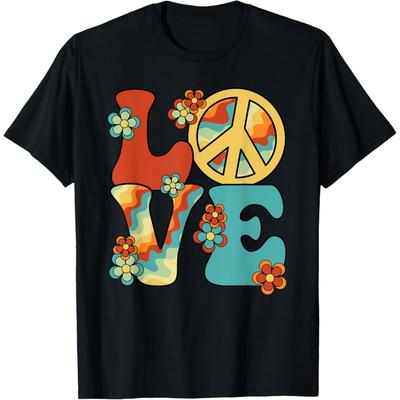 Γυναικείο T-shirt με θέμα την Ειρήνη και το Love Peace Sign, Δεκαετία του '60, Δεκαετία του '70, Groovy Hippie