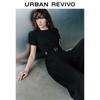 UR2026 Women's Simple Belt Round Neck Slim Dress