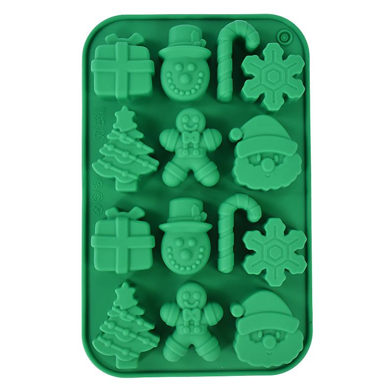Christmas Silicone Chocolate Molds Gingerbread Man Snowflake Xmas Tree Candy Cookie Moulds DIY Baking Tool New Year Cake Decor