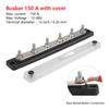 Power Distribution Block 6 x 1/4 Studs Black 12V-36V 150A M6 6 Position with Cover 10-32 Brass Studs Nuts For Automotive Marine