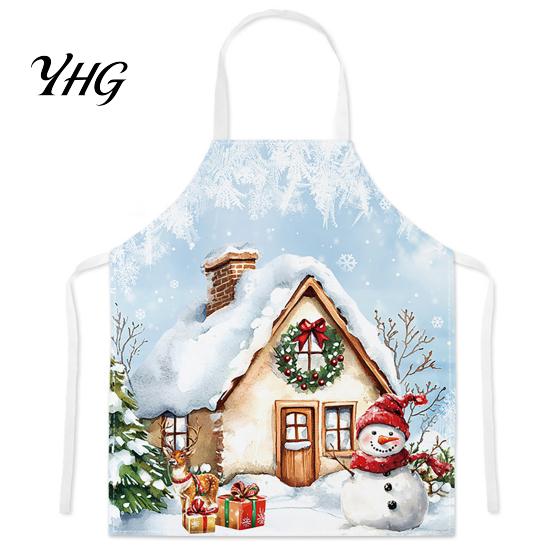 Santa Claus Kitchen Supplies Christmas Apron, Claus/Elk/Gingerbread Man/Snowman Print Cooking Bib, Waterproof Funny Gingerbread Man Chef Apron