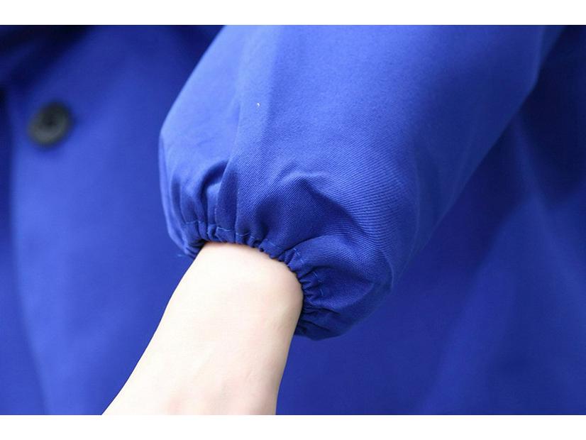 Unisex Dustproof Blue Workwear Robe with Printing & Embroidery