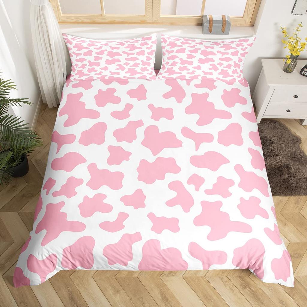 Cow Print Bedding Set King Size Kids Black White Duvet Cover Set Cartoon Milk Cow Comforter Cover Animal Farmhouse Quilt Cover