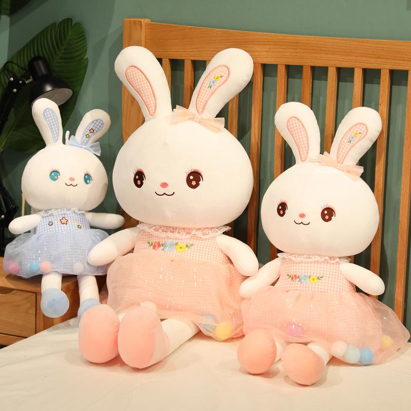 45-110 cm søt fargerikt skjørt kanin plysjleker Kawaii baby spedbarn berolige dyr dukker pute utstoppet myk valentinsgave