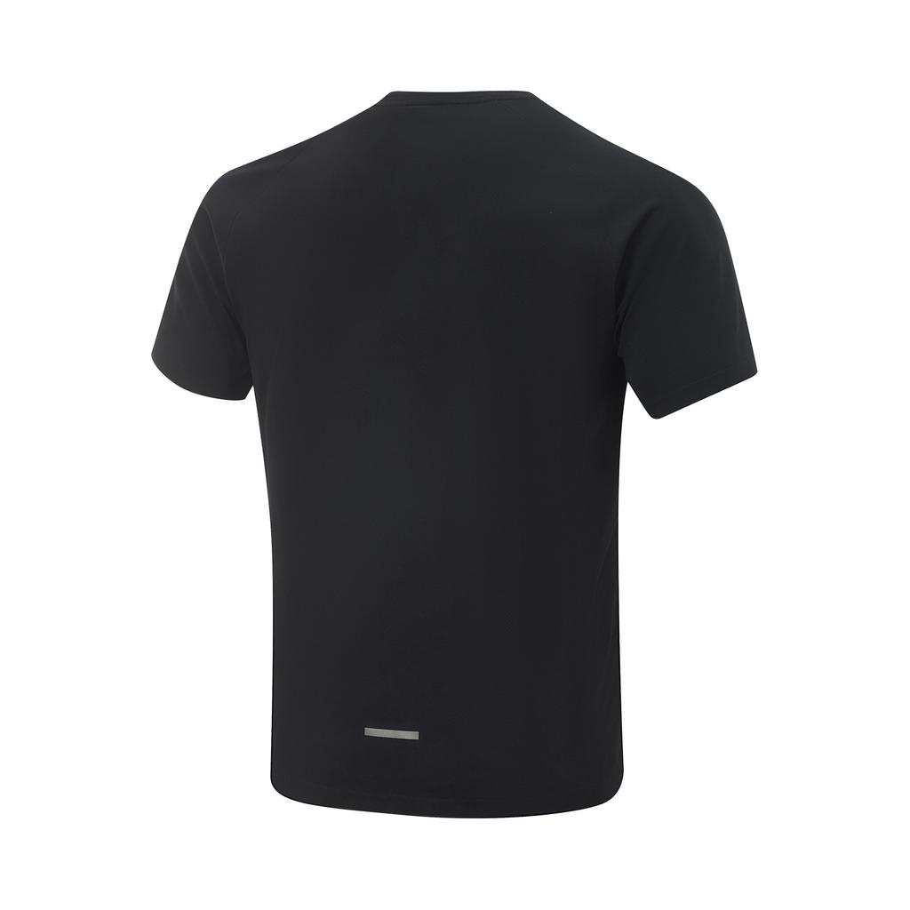 Li Ning Running Series Sports Casual Simple Solid Color Round Neck Pullover Short Sleeve T-Shirt Men Tops Black ATSV085-1