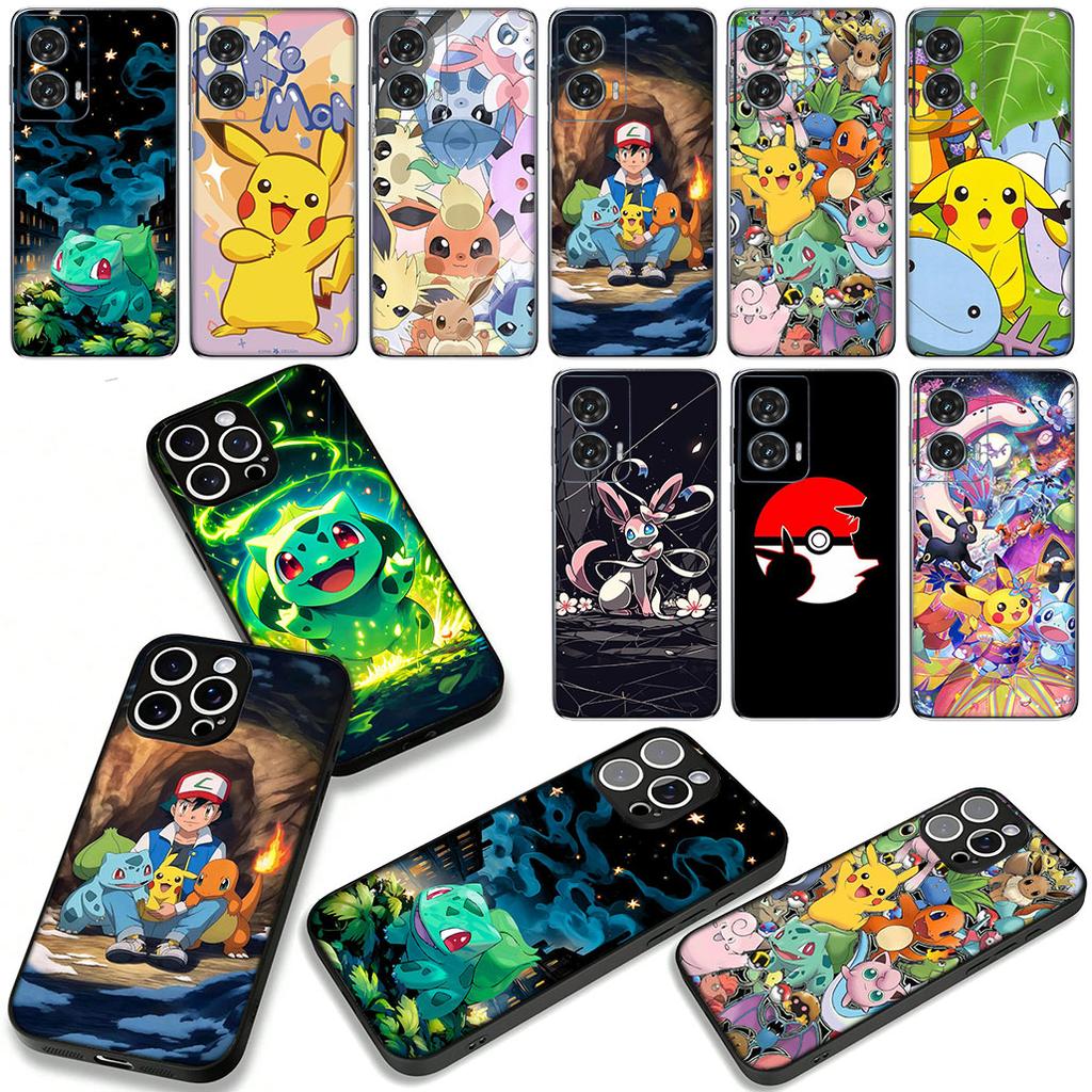 Cute P-Pokemons Bulbasaur P-Pikachus Phone Cover Case for Apple iPhone 16 15 14 Plus 13 12 Mini 17 Pro Max + 16E Air 16+ ProMax