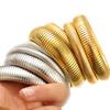 1pc 18k Gold Plated Stainless Steel Bracelet Vintage Elastic Polishing Bangle for Women Girl Fashion Aesthetic Jewelry Wholesale
