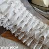 Durable 10cm Wide Chiffon Pleated Fabric 1m Three Layers Lace Fabric DIY Ruffled Lace Trims Apparel Curtains Sewing Decor