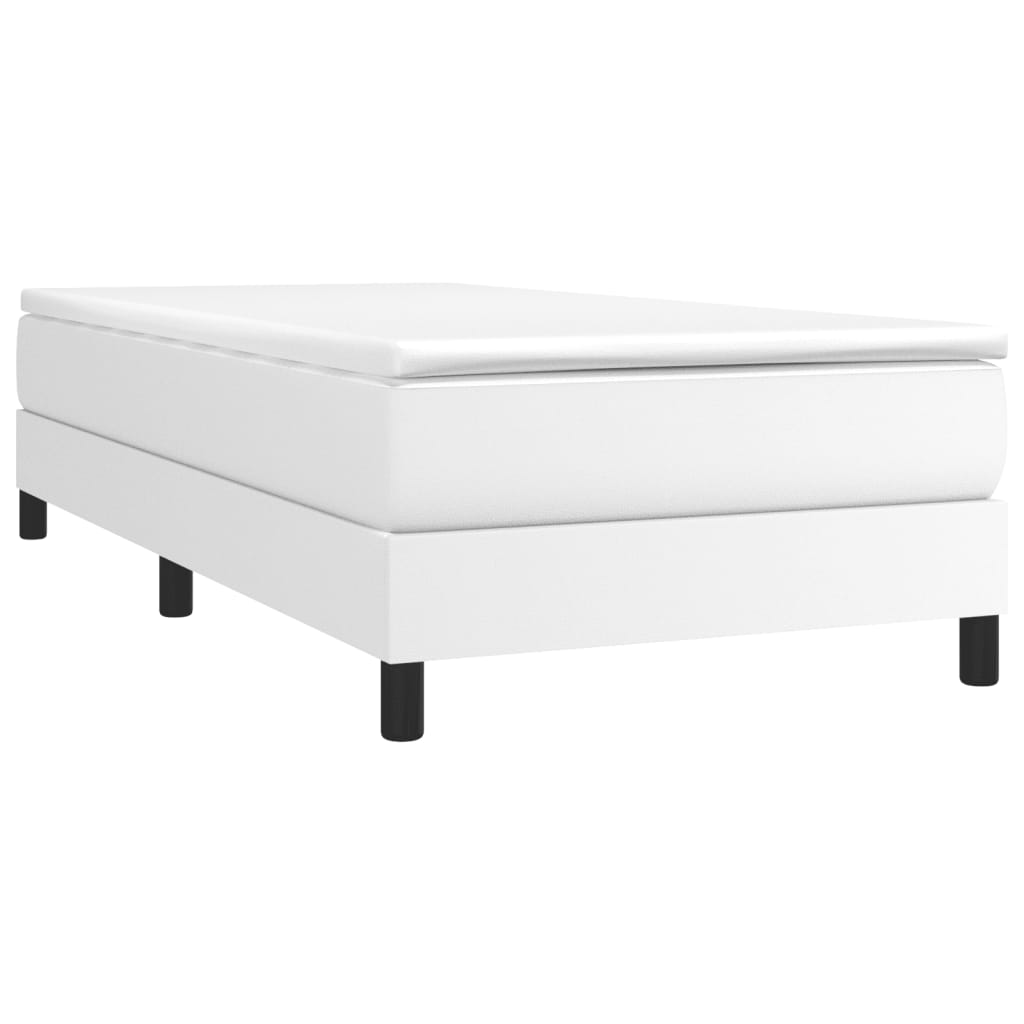 Box Spring Bed with Mattress White 90x200 cm Faux Leather