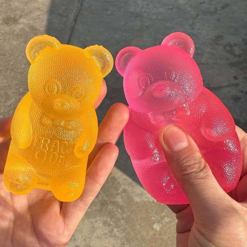 Colorful Gummy Bear Jelly Bean Fudge Squeeze Toy Anti-Stress Fidget Hand Relax Toy Gummy Candy for Stress Release Ages 3+