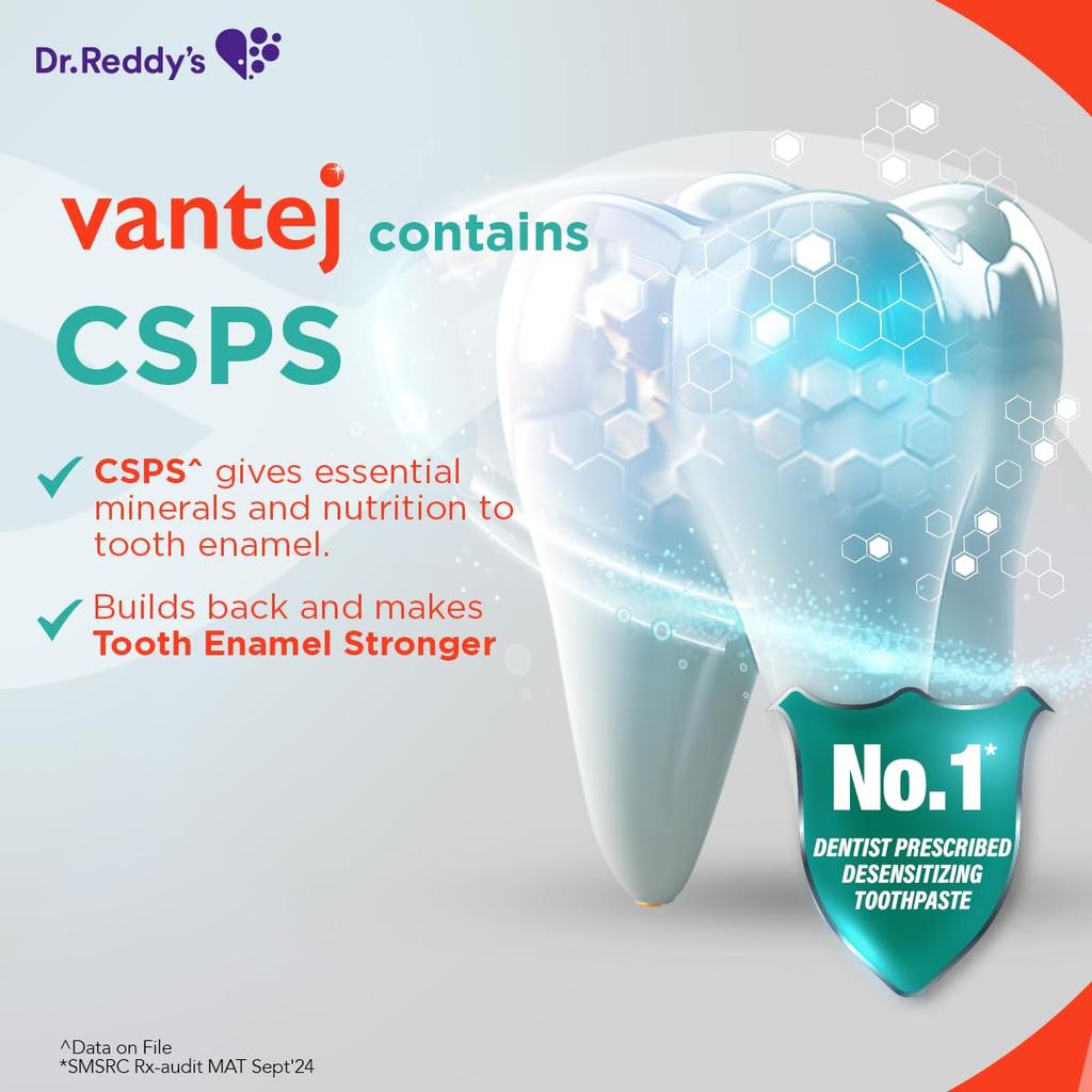 Vantej Dr Reddy's Tooth Sensitivity Toothpaste 100g Pack of 2 for Enamel Protection & Long-Term Relief