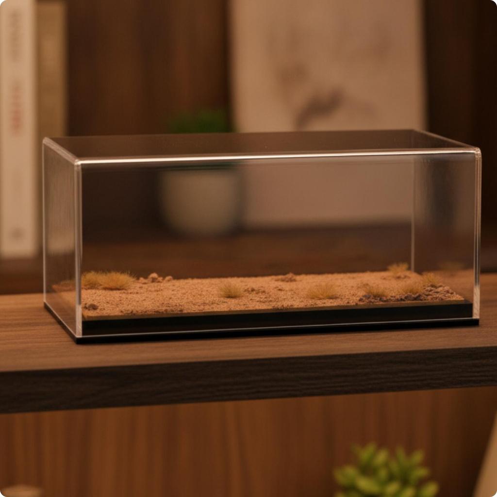 Model Car Display Case with Black Base Enclosed for Desk, Collectors