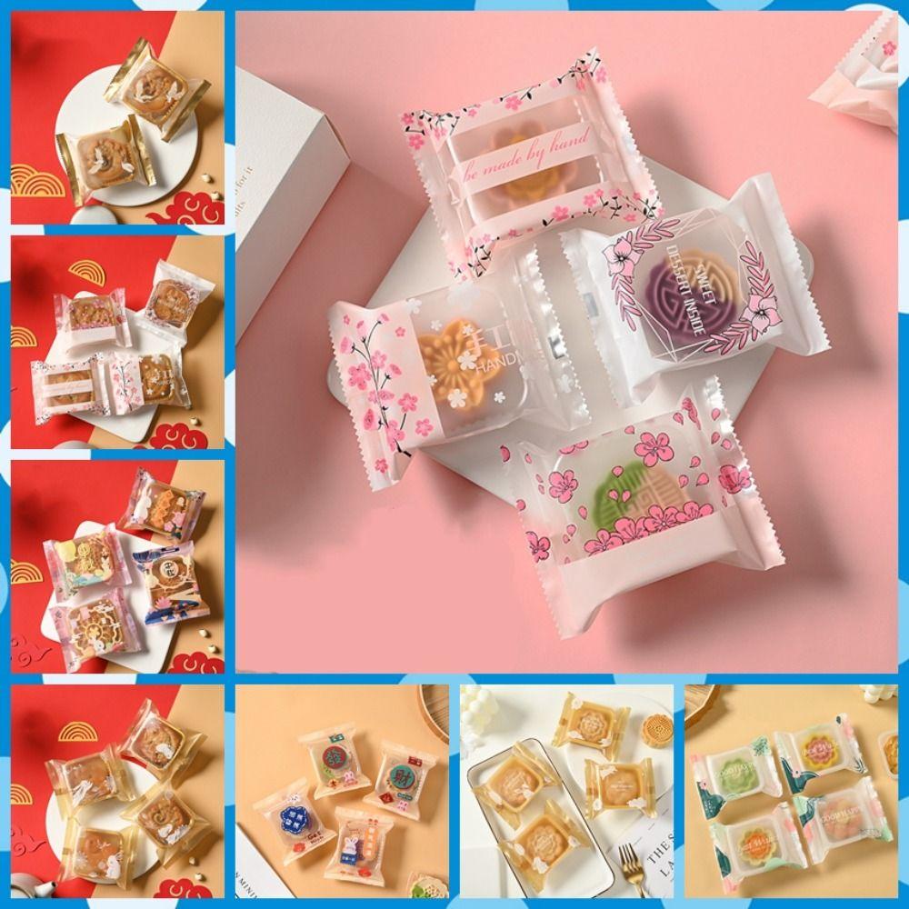 100pcs Frosted Handmade Biscuit Packaging Bag Clear Moon Cake Packaging Wrapper Egg Yolk Crisp