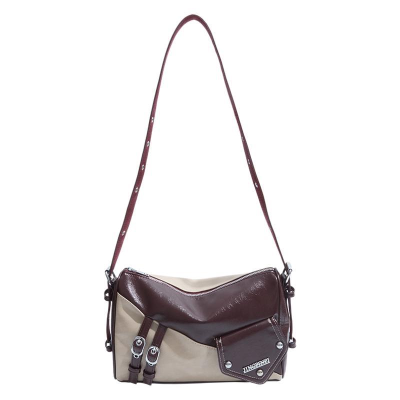 Autumn and winter retro niche underarm bag women's bags2025 new contrasting color pillow bag simple large-capacity messenger bag