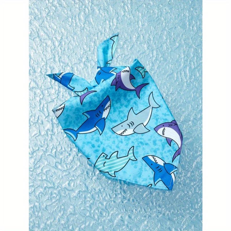 Fabric Pet Bandana With Shark Pattern Pet Kerchiefs, Adjustable Ocean Turtle Theme Pattern Printing Dog Triangle Bibs Scarfs, Suitable For Small