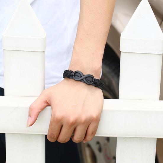 Männer Frauen 8-Form Geflochtenes Seil Kunstleder Armband Armband Paar Schmuck