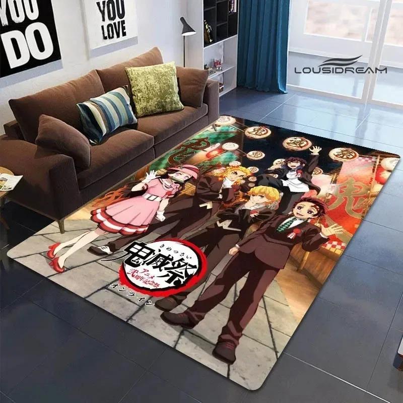 Demon Slayer Printed Carpet for Living Room Decoration Japanese Anime Bedroom Area Rug Non-slip Home Bathroom Floor Mat