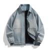 Men's Retro Denim Cotton Jacket - Spring American Style, Lapel, Motorcycle, Loose Fit, Casual