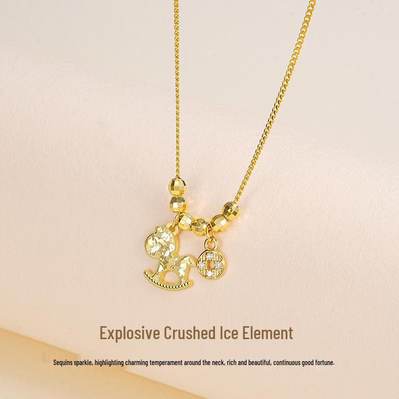 Rich Luxury S925 Sterling Silver Crushed Ice Carousel Pendant Necklace for Women S925 Silver