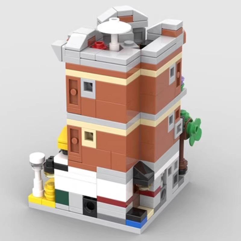 Architectural Model MOC Mini City Street Scene Series Street Corner Car Repair Station Diy Assembled Plug-in Model Toys