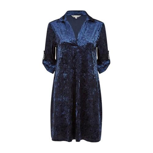 Yumi Womens/Ladies Crushed Velvet Roll Sleeve Tunic Dress