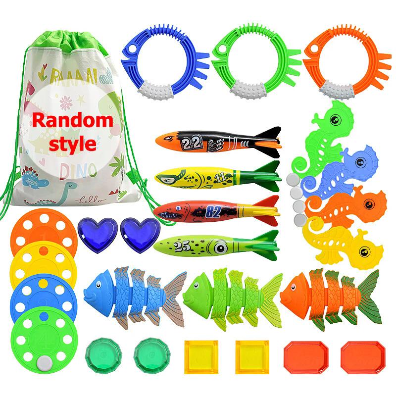Swimming Pool Diving Toys Treasure Hunt Diving Set Torpedo Fish Water Rings Dolphin Inflatable Swimming Pool Accessories Tmz