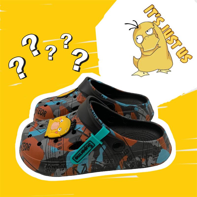 Cool slippers women's summer outer wear household thick-soled non-slip hole shoes ins couple beach slippers men