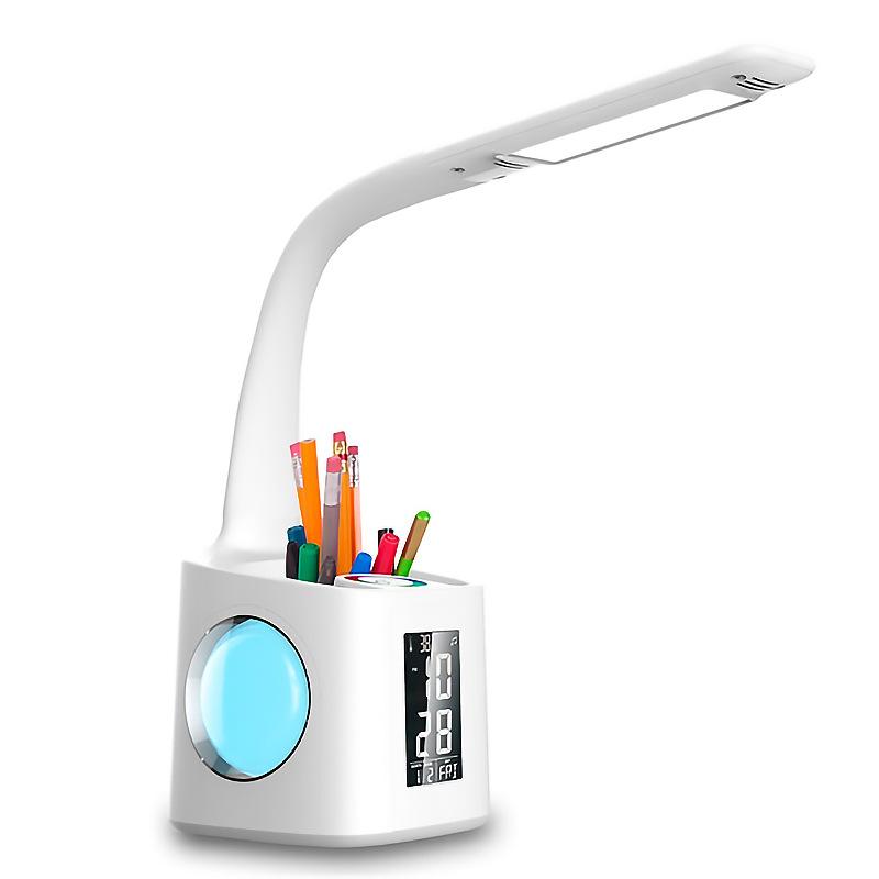 LED Pen Holder Desk Lamp Charging Plug-in Dual-purpose Perpetual Calendar Alarm Clock Night Light Full Spectrum Eye Protection