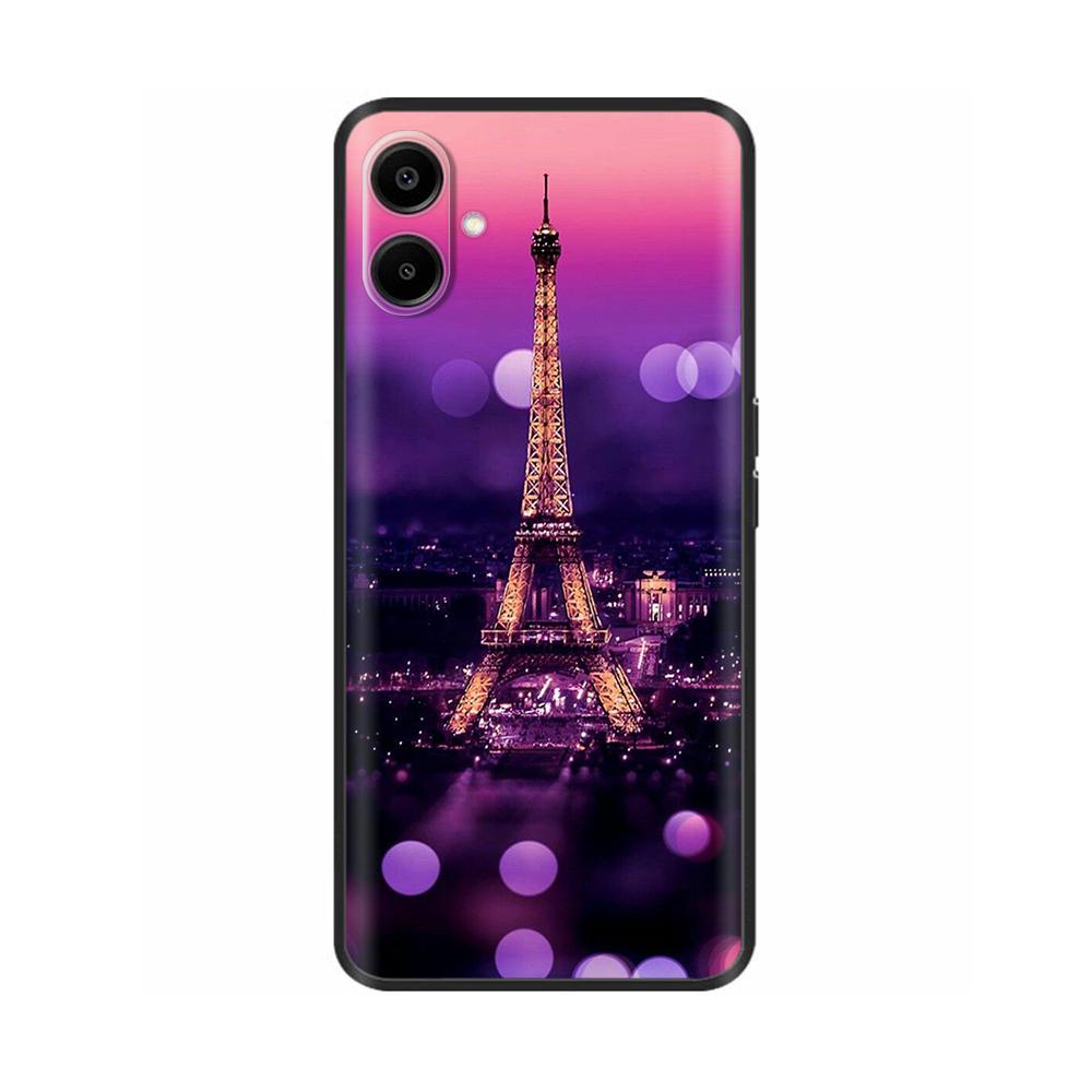 For Samsung Galaxy A06 Back Cover Soft Black Print Silicone Bumper Phone Case for Samsung Galaxy A06 A05 A04 Cases Fundas Coque