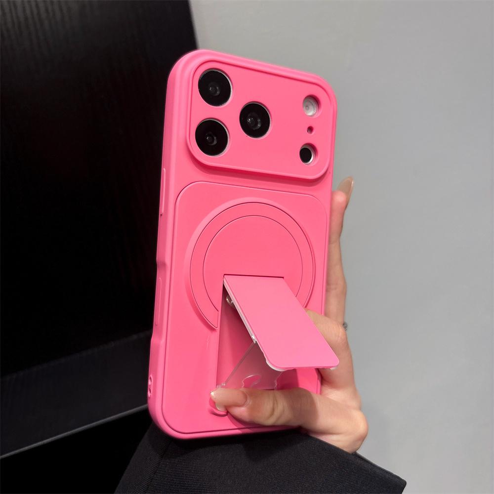 Hidden Folding Stand Magnetic Phone Case for IPhone 17 16 15 14 13 12 11 Pro Max Matte Frosted Shockproof Protection Back Cover