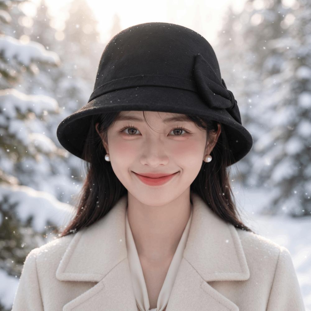Warm Fleece Winter Woolen Hat Soft Felt Vintage Fedora Cap Elegant Bucket Hat Casual Party