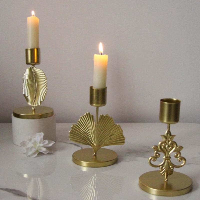 Iron Taper Candle Holder Unique Leaf Candle Stand For Wedding Dining Table And Party Decoration