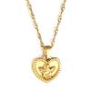 Angel Heart Design Gold Earrings And Necklace Jewelry Set Unique Small Aesthetic Accessories