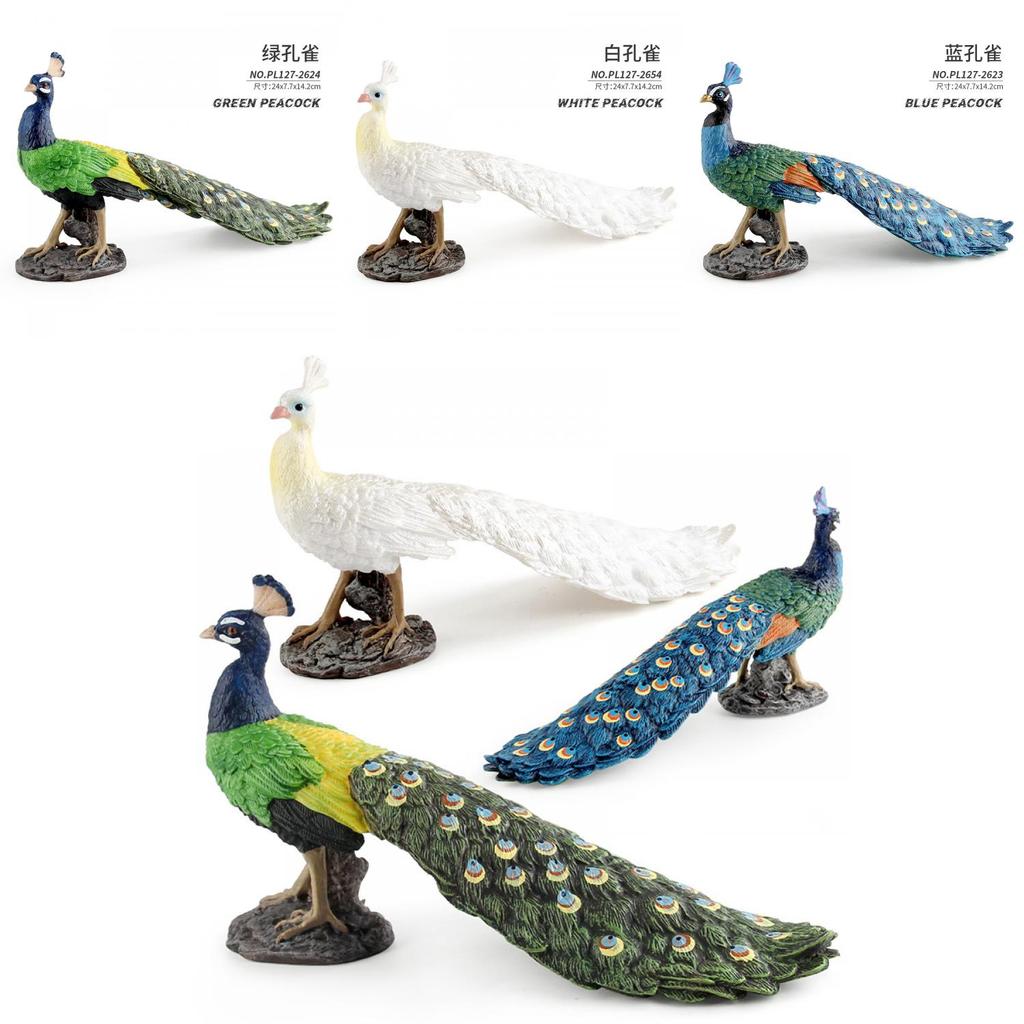 Modellino di pavone in PVC, statuetta di uccello, display decorativo di animali selvatici per casa e ufficio