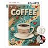 Pearl Painting DIY Kit Coffee Cup Theme Frameless Shiny Bead Canvas Creative Craft for Home Wall Decor Modern Art Aesthetic Kitchen Room Decoration