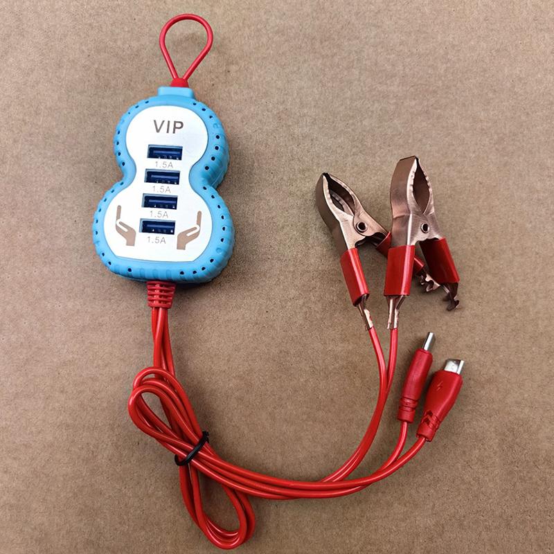 

1Pcs Creative Gourd Shape 9in1 Alligator Clip Charger 12V 24V to 5V USB Multifunctional Battery Clip Charger