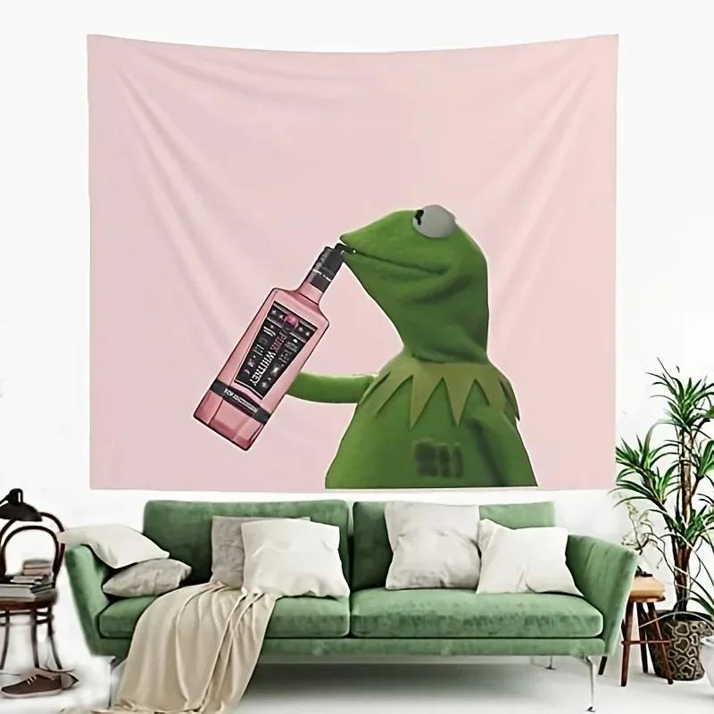 VIKAMA Pink Tapestry Adorable Frog Plush Tapestry Bohemian Style Wall Hanging Perfect For Living Room Bedroom Dorm Decor