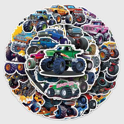 100 Animated Monster Truck Stickers: Warcraft War Machine & Big Foot Designs for DIY Decor On Water Cups, Phones, Laptops