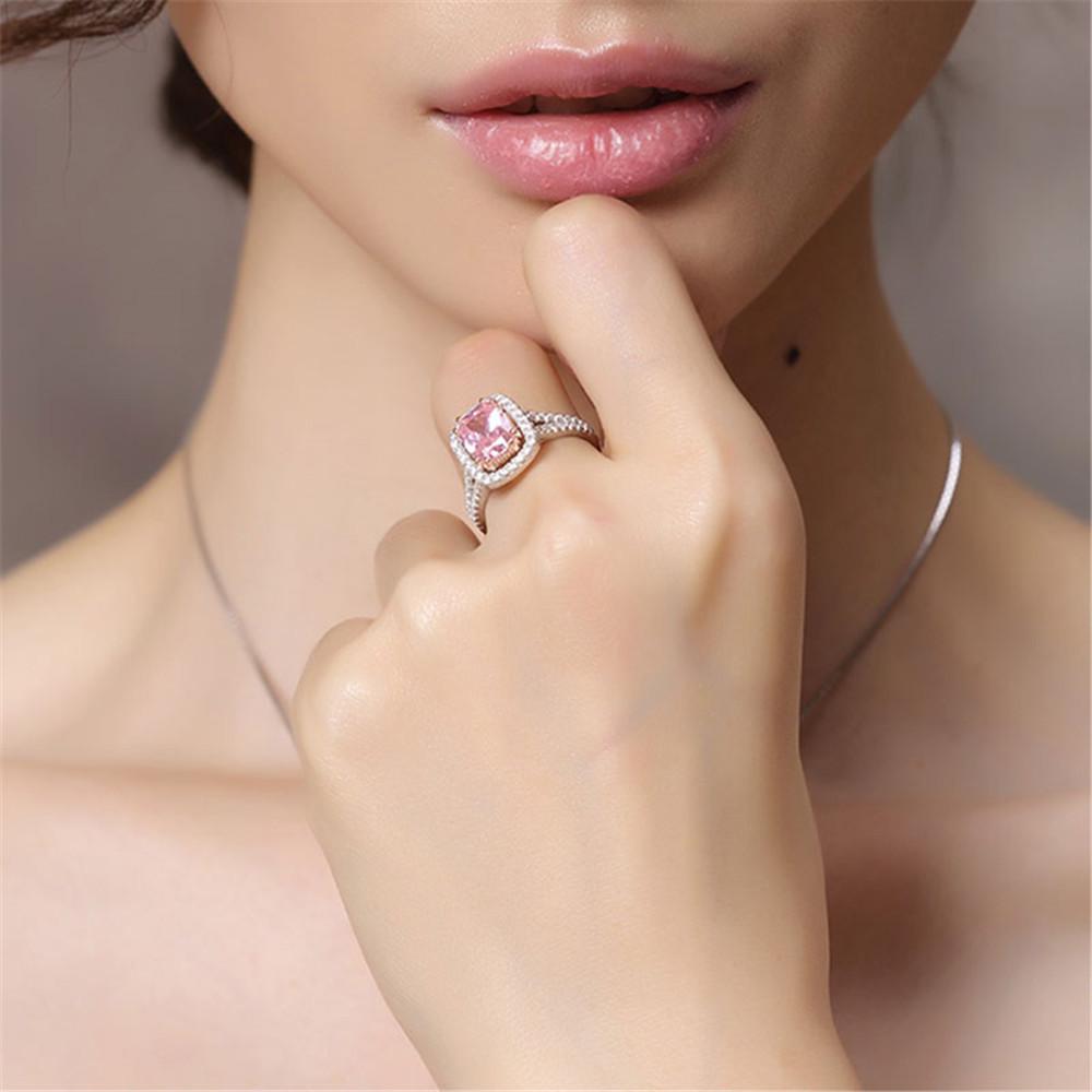 New High-end Luxury Princess Rectangular Zircon Necklace Ring Earrings