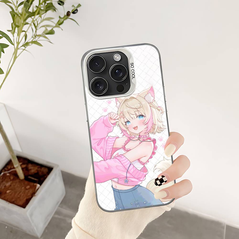 Cartoon F-FUWAMOCO Phone Case For IPhone 17 16 15 14 13 12 11 Pro Max Plus Color Shockproof Back Silver Cover