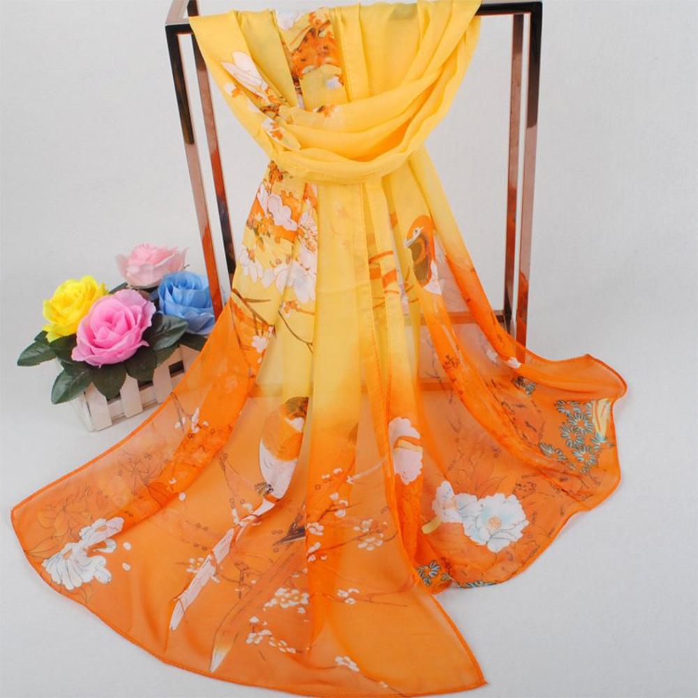 Flower Print Shawl Silk Breathable Scarf High Quality Wrap Hijab  Women