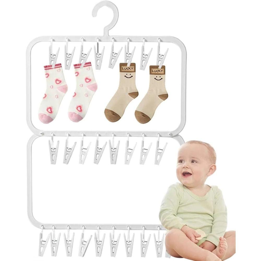 Windproof Sock Drying Rack Portable Drying Rack with Clips  Baby Clothes Drying