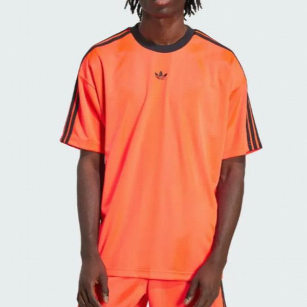 Adidas Originals Jacquard Pattern Striped Loose Short Sleeve T-Shirt Men Tops Orange JW5881