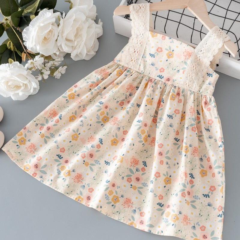 Kleine Mädchen Kleidung Sommer Blume Spitze Ärmelloses Prinzessin Kleid Elegante Nette Kleinkind Kinder Kostüm