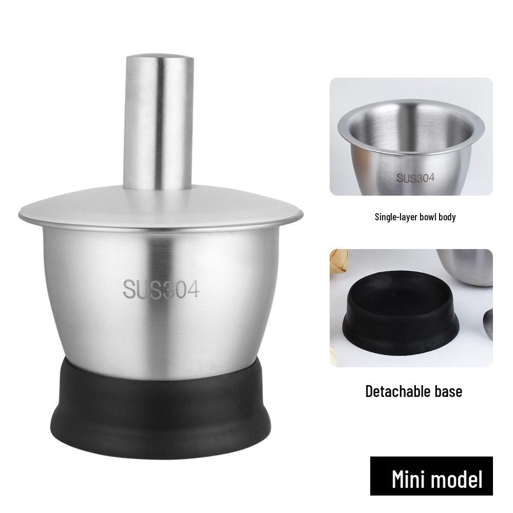 304 Stainless Steel Garlic Press & Grinder Mortar for Minced Garlic Paste No Cover