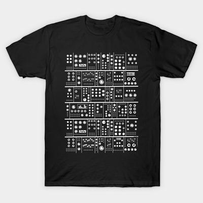 Men Black Print T-shirt Modular Synthesizer No-Cut Transfer Paper Print Cotton Tshirt