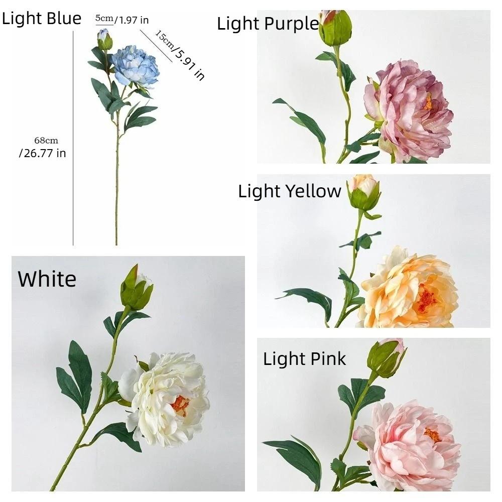 2 Heads Silk Peony Fake Flowers Silk Cloth Fake Flowers Bouquet  Table Centerpiece